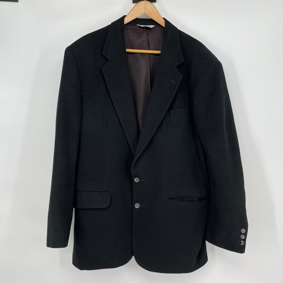 J Brand Other - Vintage Camel Hair Blazer‎ Mens Black Classic Business Casual Coat Jacket